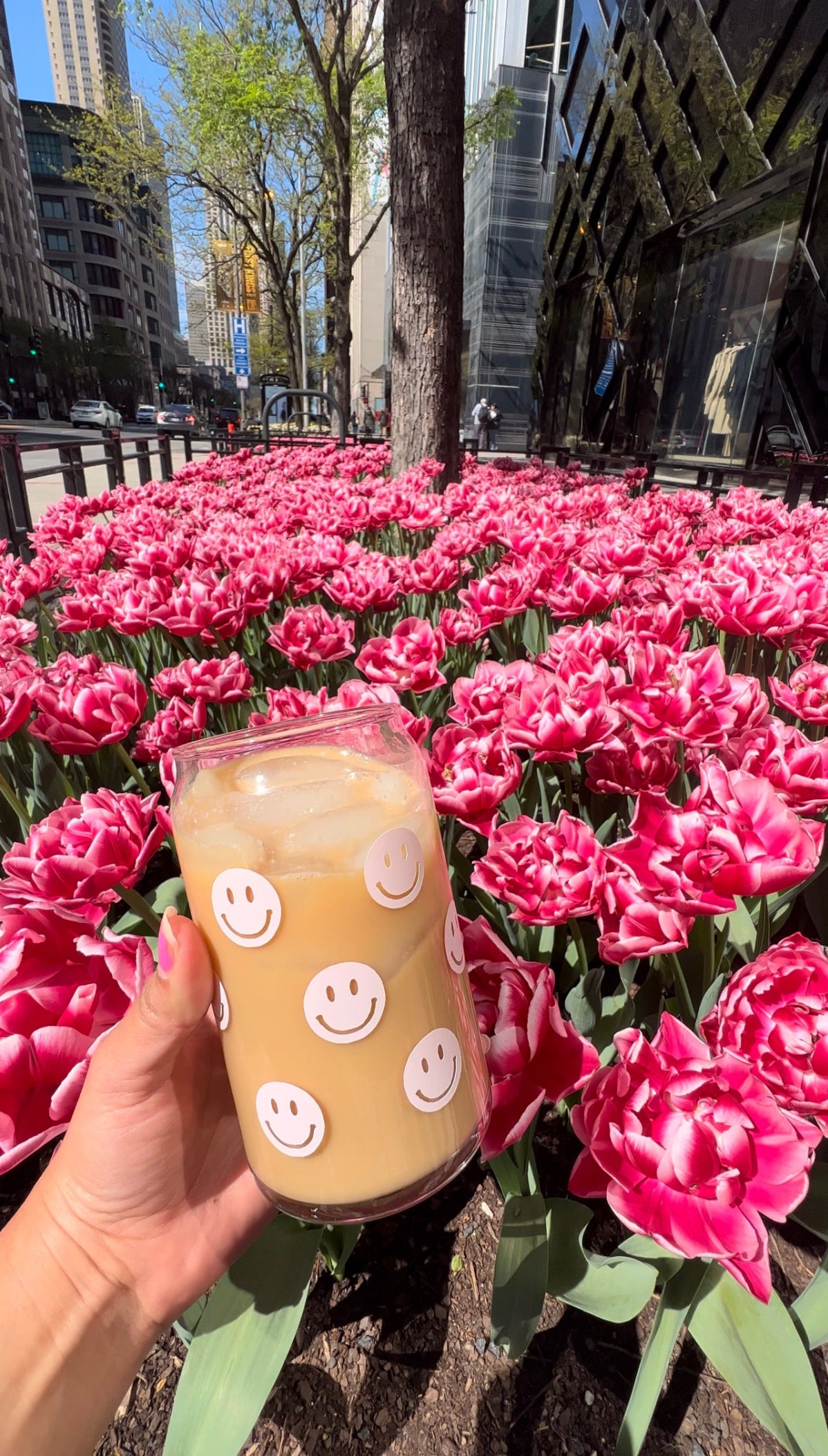 Smiley Face Iced Coffee Glass Cup