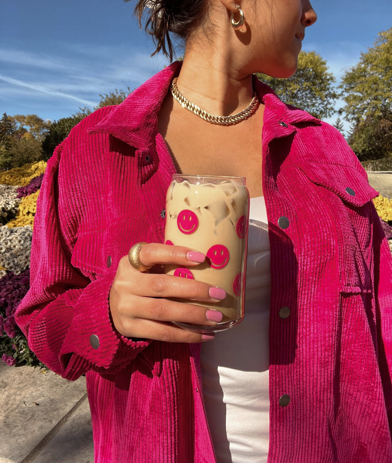 Smiley Face Iced Coffee Glass Cup