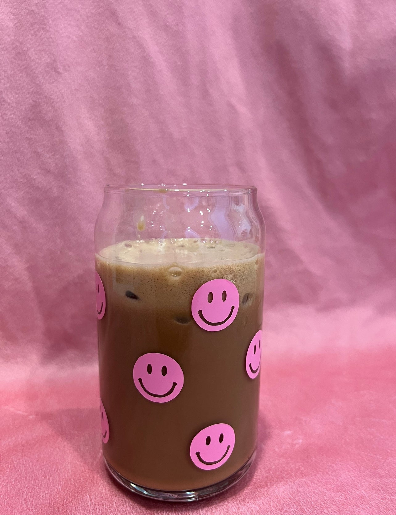 Smiley Face Iced Coffee Glass Cup