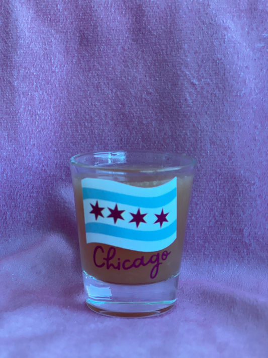 Chicago Shot Glass with Flag