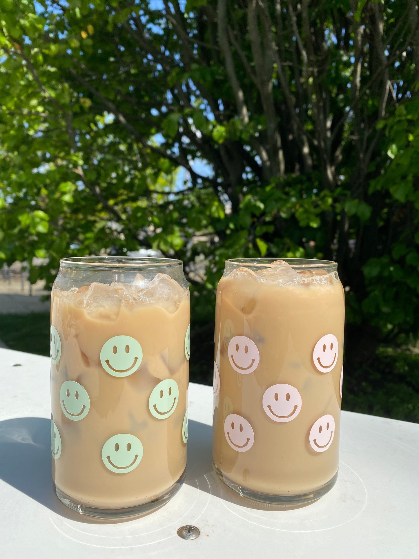 Pastel Happy Face Tumbler Cup with Handle