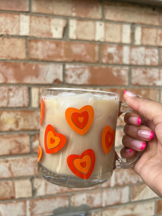 Orange Heart Glass Mug