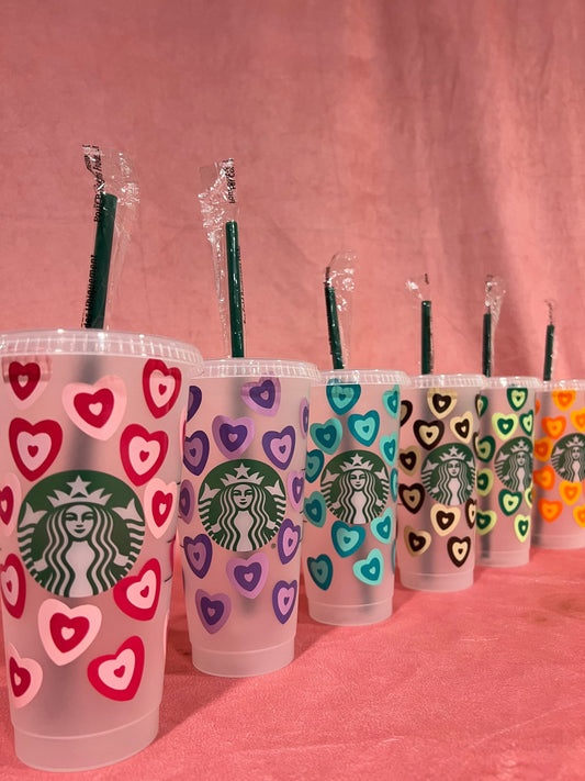 Hearts Starbucks Cold Cups Custom Holo Hearts Tumbler Mom 