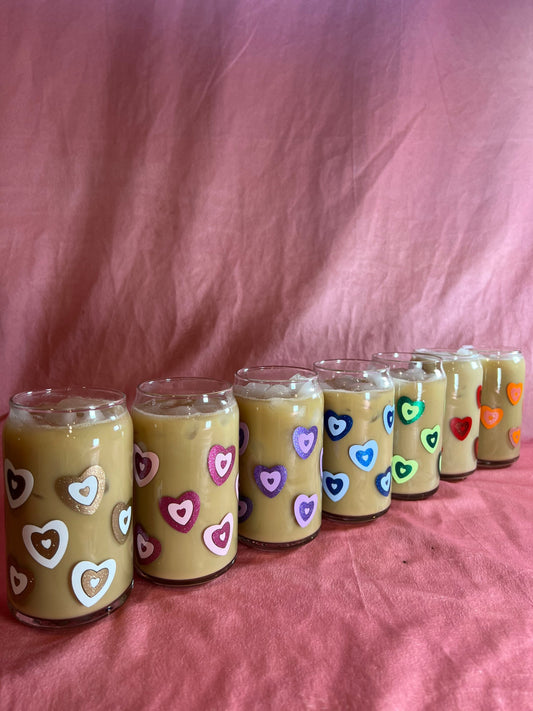 Sparkly Heart Glass Cup | Heart Iced Coffee Cup