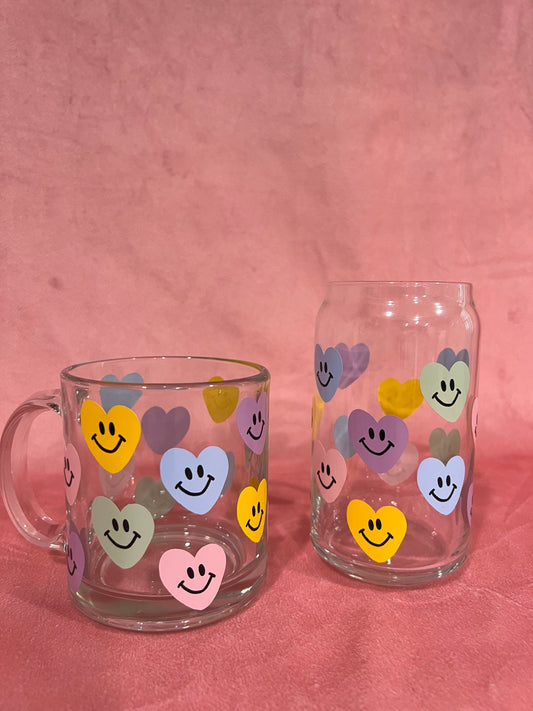 Smiley Heart Coffee Glass
