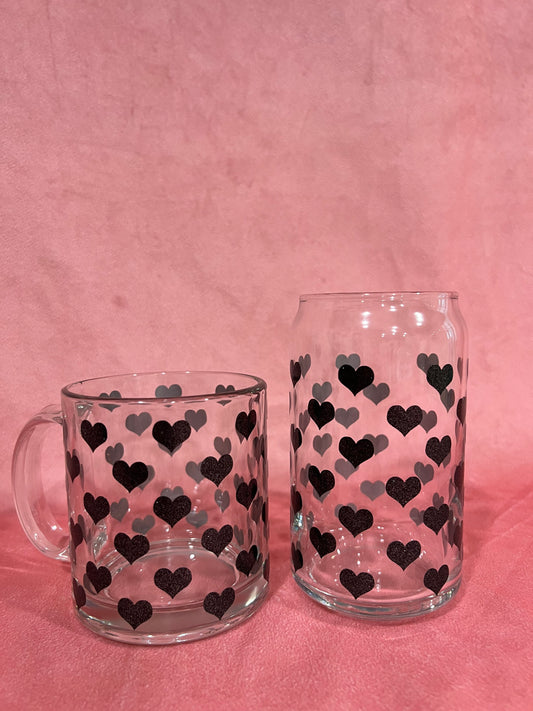 Heart Iced Coffee Glass or Mug