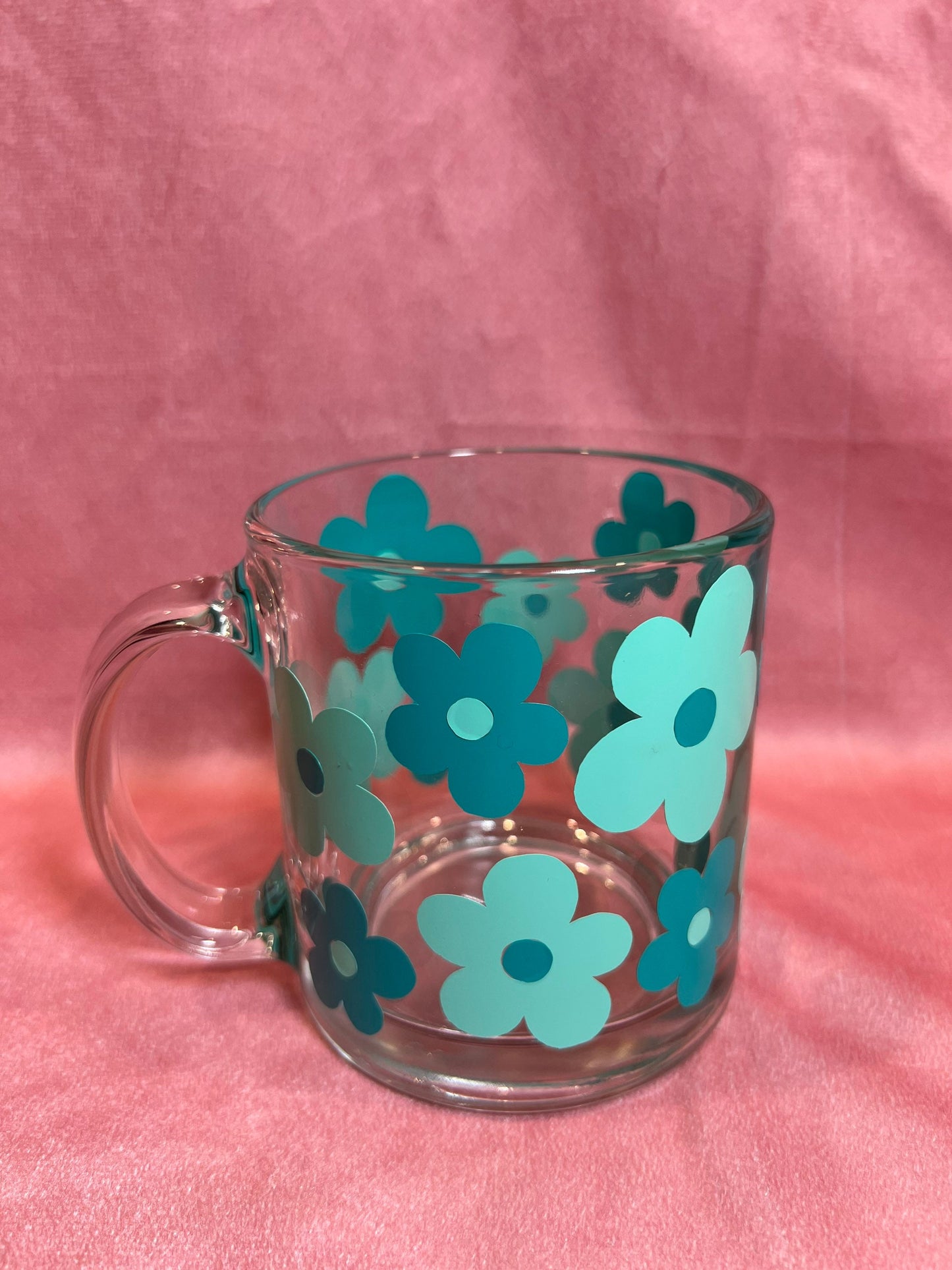 Multi-Color Flower Glass Mug