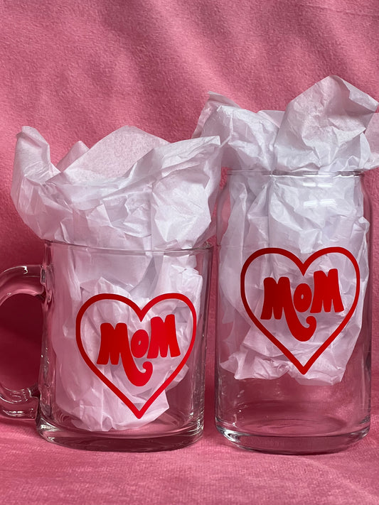 Mom Heart Glass